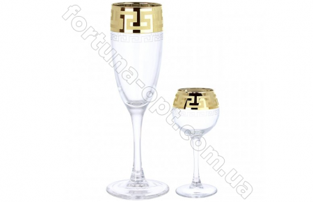  Бокал для шампанского+рюмка 12 пр. Греческий узор GE 03-1687/1801 ✅ базовая цена 377.90 грн. ✔ Опт ✔ Скидки ✔ Заходите! - Интернет-магазин ✅ Фортуна-опт ✅