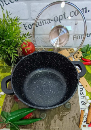 Казан 5.6л Vezzer круглый темный гранит 8012 ✅ базовая цена 851.25 грн. ✔ Опт ✔ Скидки ✔ Заходите! - Интернет-магазин ✅ Фортуна-опт ✅