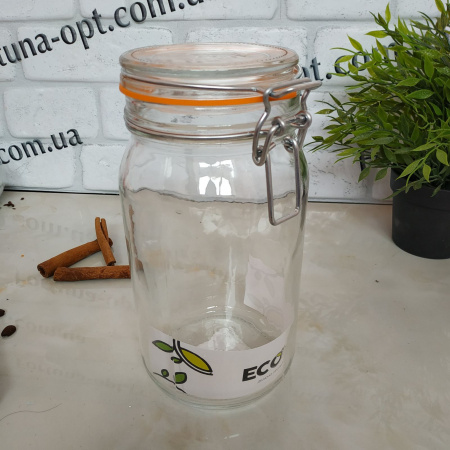 Банка с крышкой на зажиме Ecomo Бугель 1500 мл 22507 ✅ базовая цена 90.58 грн. ✔ Опт ✔ Скидки ✔ Заходите! - Интернет-магазин ✅ Фортуна-опт ✅