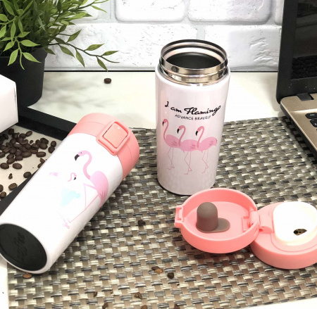 Термокружка Фламинго 380 мл Pink Stenson - 83446 ➜ фото ➜ розн цена $6 - Интернет-магазин ✅ Fortuna-opt.com.ua. ✅