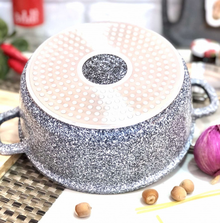 Казан мраморный 2,4 л  серый - Unique 5214 ✅ базовая цена $11.60 ✔ Опт ✔ Скидки ✔ Заходите! - Интернет-магазин ✅ Фортуна-опт ✅