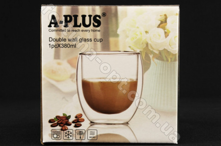 Стакан 380 гр двойная стенка 1 шт A-Plus -7001  ✅ базовая цена $2.55 ✔ Опт ✔ Скидки ✔ Заходите! - Интернет-магазин ✅ Фортуна-опт ✅