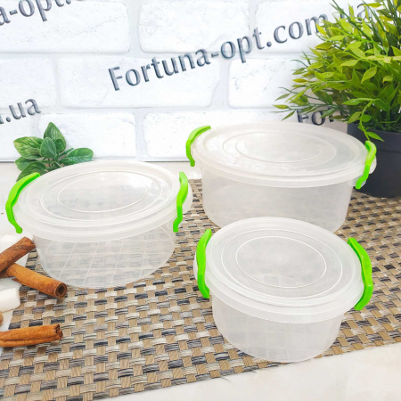 Контейнер круглый с ручками Senyayla 3в1 0,3л+0,6л+1,2л 0495 ✅ базовая цена 55 грн. ✔ Опт ✔ Скидки ✔ Заходите! - Интернет-магазин ✅Фортуна-опт ✅