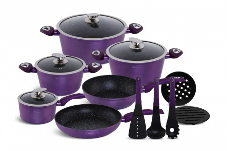 Набор кастрюль 15 предметов фиолетовый Edenberg 5627 ✅ базовая цена $121.90 ✔ Опт ✔ Скидки ✔ Заходите! - Интернет-магазин ✅ Фортуна-опт ✅