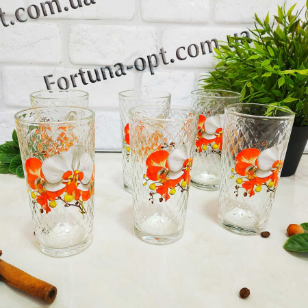 Набор стаканов с цветами "Классик" 230 мл 6 шт - 8226 / 8227 ✅ базовая цена 174.72 грн. ✔ Опт ✔ Скидки ✔ Заходите! - Интернет-магазин ✅ Фортуна-опт ✅