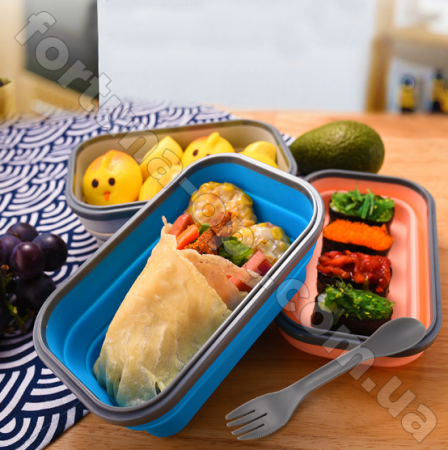 Ланч-бокс силиконовый складной Frico FRU - 383 - 800 мл ➜ фото ➜ розн цена $5.04 - Интернет-магазин ✅ Fortuna-opt.com.ua. ✅