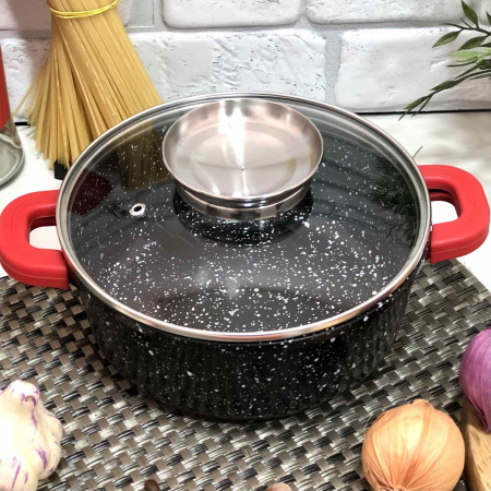 Казан мраморный с силииконовыми ручками 6,7л -1471 (A-Plus) ✅ базовая цена $19.76 ✔ Опт ✔ Скидки ✔ Заходите! - Интернет-магазин ✅ Фортуна-опт ✅