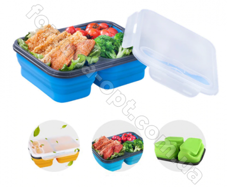 Ланч-бокс силиконовый складной Frico FRU - 384 - 600+300 мл  ✅ базовая цена $7.26 ✔ Опт ✔ Скидки ✔ Заходите! - Интернет-магазин ✅Фортуна-опт ✅