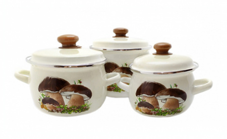 Набор эмалированных кастрюль 1,5л/2,5л/3,5л "928" Грибы ✅ базовая цена 849.63 грн. ✔ Опт ✔ Скидки ✔ Заходите! - Интернет-магазин ✅ Фортуна-опт ✅
