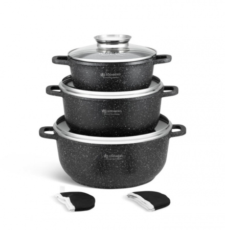 Набор казанов круглый черный мрамор 3шт (2,3/4,5/6,8л) Edenberg EB - 8140 ✅ базовая цена $52.57 ✔ Опт ✔ Скидки ✔ Заходите! - Интернет-магазин ✅ Фортуна-опт ✅