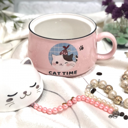 Чашка-супница с крышкой 1,0л "Cat time" 00959(Ст) ✅ базовая цена $13.91 ✔ Опт ✔ Скидки ✔ Заходите! - Интернет-магазин ✅ Фортуна-опт ✅