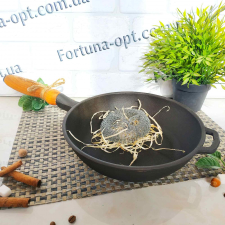 Сковорода чугунная литая без крышки 24х6см с деревянной ручкой SNT - Т 304  ✅ базовая цена 437.10 грн. ✔ Опт ✔ Скидки ✔ Заходите! - Интернет-магазин ✅ Фортуна-опт ✅
