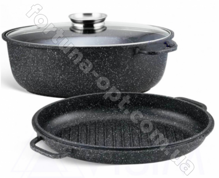 Гусятница 3 в1 со сковородой-гриль и стеклянной крышкой Edenberg EB - 9171 - 8л, мраморное покрытие ✅ базовая цена $44.40 ✔ Опт ✔ Скидки ✔ Заходите! - Интернет-магазин ✅ Фортуна-опт ✅