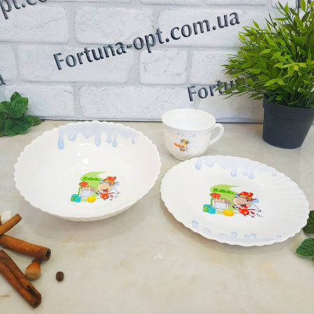 Детский набор из стеклокерамики 3 предмета Веселые пухнастики (чашка 210мл, миска 620 мл, тарелка 19 см) SNT - 30069 ✅ базовая цена 160.14 грн. ✔ Опт ✔ Скидки ✔ Заходите! - Интернет-магазин ✅ Фортуна-опт ✅