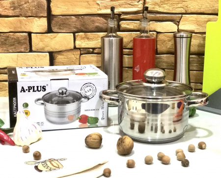 Кастрюля нержавеющая A-Plus - 2164 - 1,4 л ✅ базовая цена $6.46 ✔ Опт ✔ Скидки ✔ Заходите! - Интернет-магазин ✅ Фортуна-опт ✅