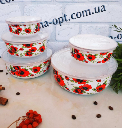 Набор эмалированных судочков A - Plus - 0967 - 5 шт ✅ базовая цена $6.90 ✔ Опт ✔ Скидки ✔ Заходите! - Интернет-магазин ✅Фортуна-опт ✅