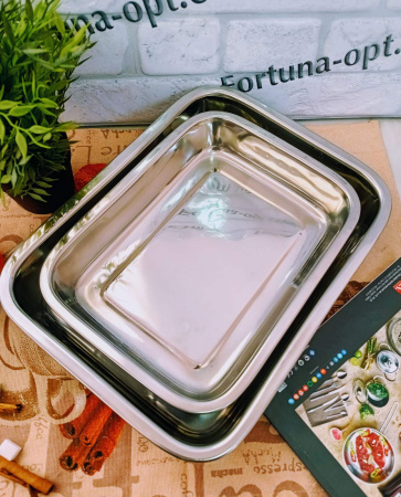 Набор противней нержавеющих  A - Plus - 0766 ✅ базовая цена $11.80 ✔ Опт ✔ Скидки ✔ Заходите! - Интернет-магазин ✅ Фортуна-опт ✅