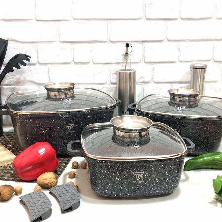 Набор кастрюль серый Top Kitchen - 00025 ✅ базовая цена $46.22 ✔ Опт ✔ Скидки ✔ Заходите! - Интернет-магазин ✅ Фортуна-опт ✅