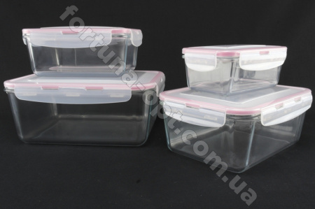 Набор прямоугольных судков с пласт. крышкой A-plus - 1080 - 4 шт ✅ базовая цена 354.32 грн. ✔ Опт ✔ Скидки ✔ Заходите! - Интернет-магазин ✅Фортуна-опт ✅