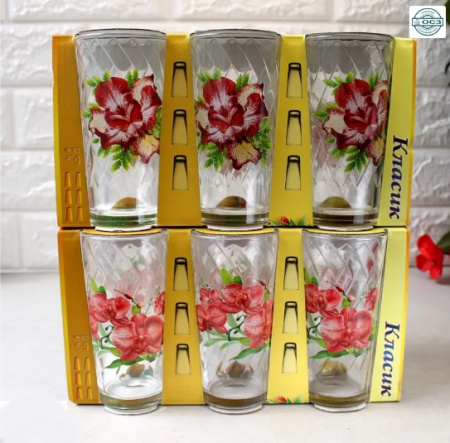 Набор стаканов с цветами "Классик" 230 мл 6 шт - 8226 / 8227 ✅ базовая цена 174.72 грн. ✔ Опт ✔ Скидки ✔ Заходите! - Интернет-магазин ✅ Фортуна-опт ✅