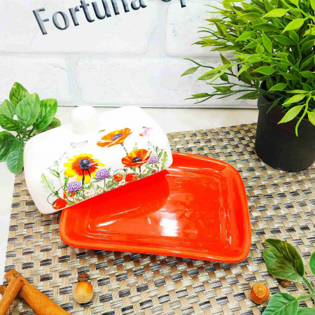 Масленка керамическая Полевой мак 13х18 х 5,5 см 3397-5 ✅ базовая цена 166.32 грн. ✔ Опт ✔ Скидки ✔ Заходите! - Интернет-магазин ✅ Фортуна-опт ✅