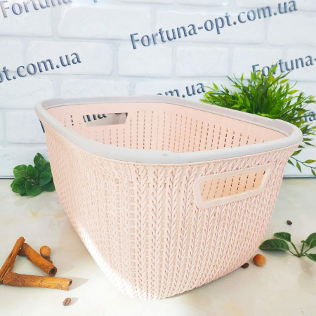 Корзина-плетенка с ручками пластик 32*27*19 см - Stenson - 85477 ✅ базовая цена $4.85 ✔ Опт ✔ Скидки ✔ Заходите! - Интернет-магазин ✅ Фортуна-опт ✅