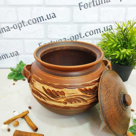   Супник красная глина 5 л с ручками 7750 ✅ базовая цена 265.22 грн. ✔ Опт ✔ Скидки ✔ Заходите! - Интернет-магазин ✅ Фортуна-опт ✅