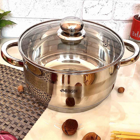 Кастрюля с крышкой Benson BN - 221 - 6,5 л ✅ базовая цена $22.83 ✔ Опт ✔ Скидки ✔ Заходите! - Интернет-магазин ✅ Фортуна-опт ✅