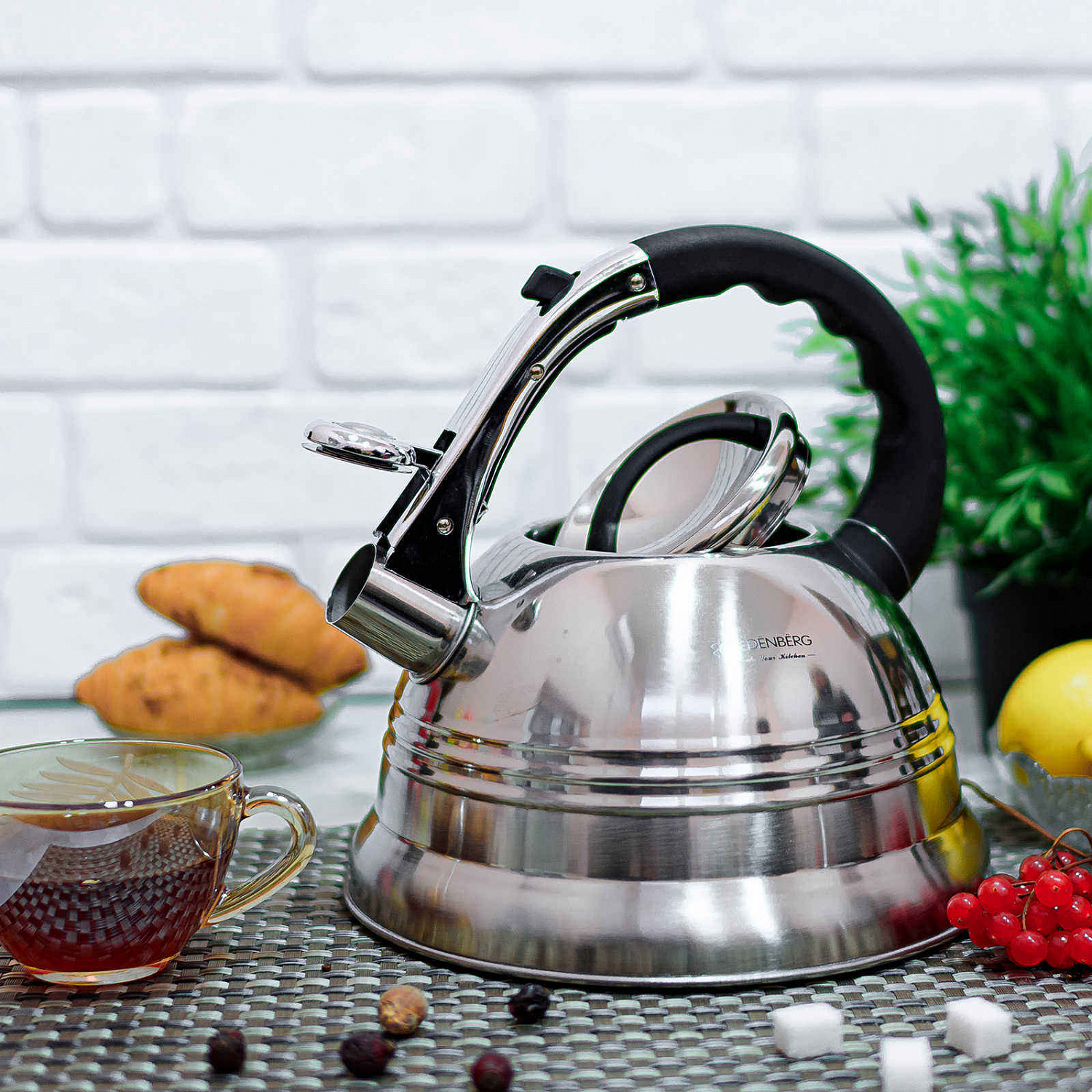 Чайник из нержавеющей стали со свистком Edenberg ЕВ - 1957 ✅ базовая цена $15.53 ✔ Опт ✔ Скидки ✔ Заходите! - Интернет-магазин ✅ Фортуна-опт ✅