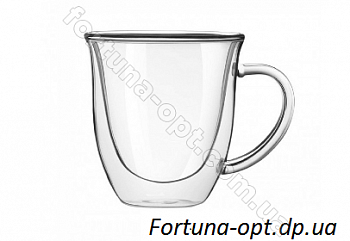 Чашка стеклянная с двойными стенками 350 мл 6752 ✅ базовая цена 108.30 грн. ✔ Опт ✔ Акции ✔ Заходите! - Интернет-магазин Fortuna-opt.com.ua.