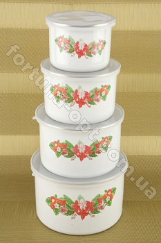 Набор высоких судочков эмаль A - Plus - 0965 - 4 шт➜Опотом и в розницу✅актуальная цена -Интернет магазин ✅Фортуна✅