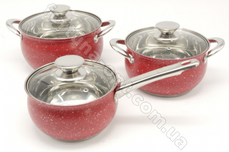 Набор кастрюль с мраморным покрытием А-Plus - 2187 ✅ базовая цена $27.48 ✔ Опт ✔ Скидки ✔ Заходите! - Интернет-магазин ✅ Фортуна-опт ✅