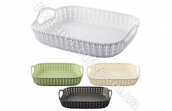 Корзинка плетенка пластиковая 26*20*5 см - Stenson - 85445  ✅ базовая цена $1.34 ✔ Опт ✔ Акции ✔ Заходите! - Интернет-магазин Fortuna-opt.com.ua.